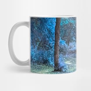 Beautiful Blue Fantasy Trail Scene with Blue Leaves - Tomahawk Creek Pond Overland Park KS Mug